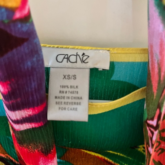 100% silk CACHE TOP KAFTAN PONCHO BLOUSE tropical floral design - Picture 7 of 10